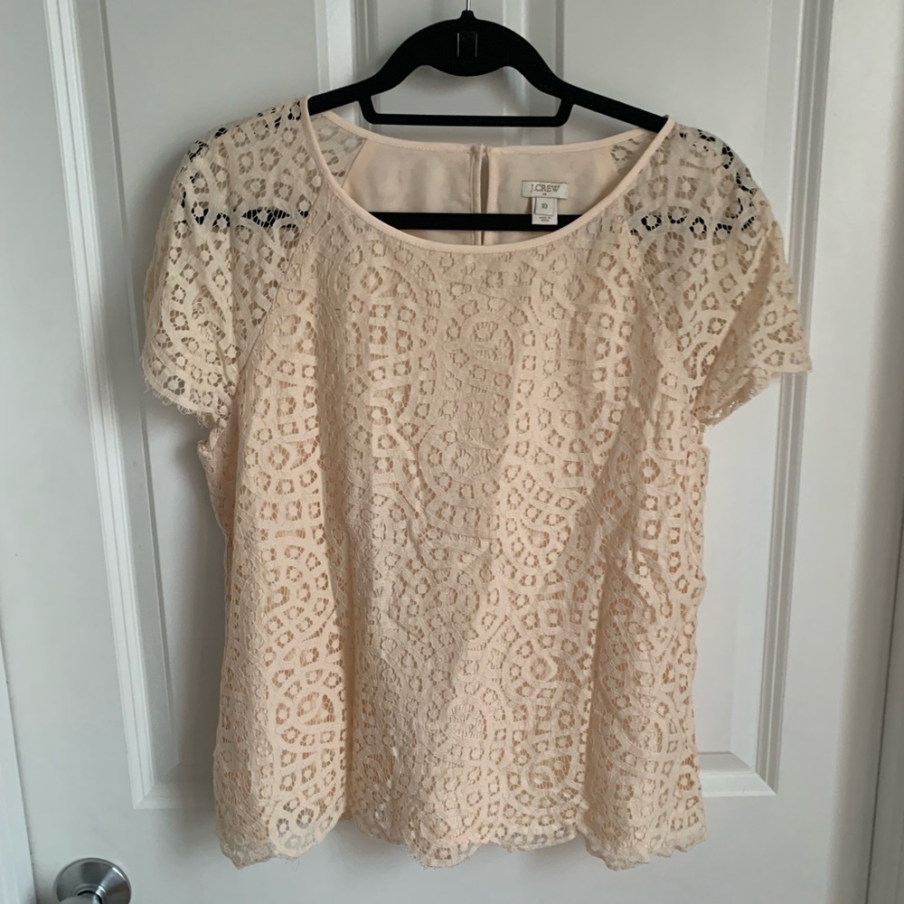 J. Crew Light Pink Lace Top Size 10
